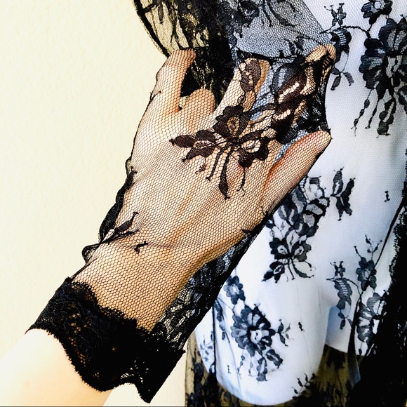 Sexy Black Floral Lace Robe/Beach Coverup_S - Picture 6 of 10